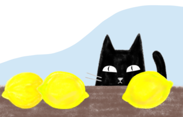 レモンと猫のイラスト
